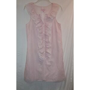 Lilly‎ Pulitzer Womens 2 Shift Dress Pink White Stripe Ruffle Button Sleeveless